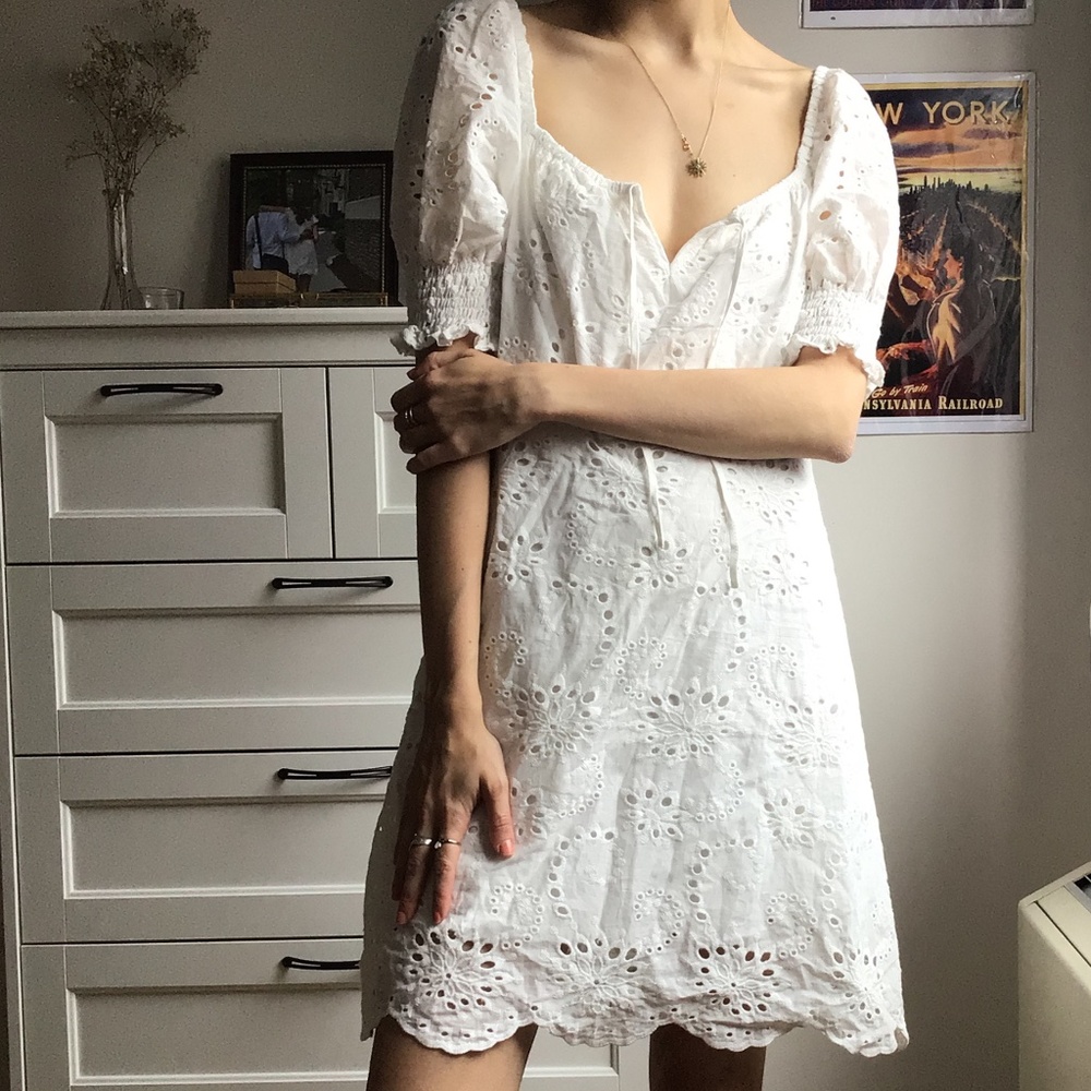 NWT white eyelet mini dress - 7 for all mankind